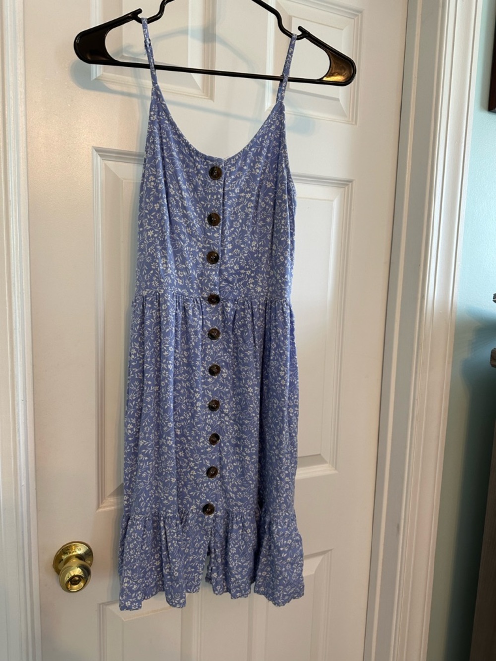 Light Blue Floral Button-Front Sundress